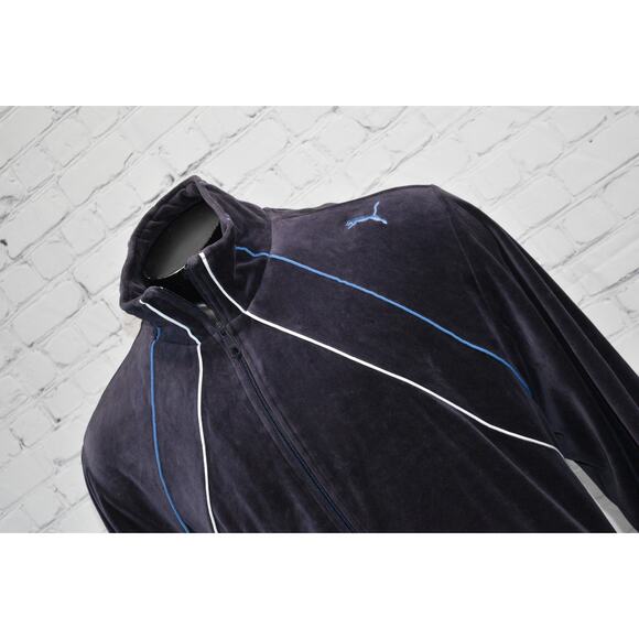 Puma Velour Jacket Mens Size 2XL Full Zip Purple Performance Hip Hop W Pockets - Picture 1 of 8